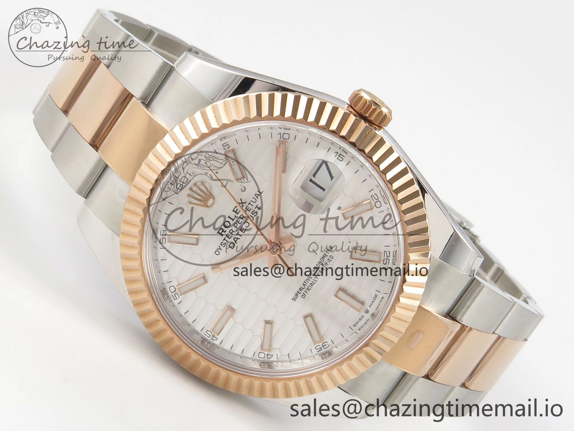 DateJust 41 126331 SS RG ARF 1:1 Best Edition White Texture Stick Dial on Oyster Bracelet SH3235 (Weighted)