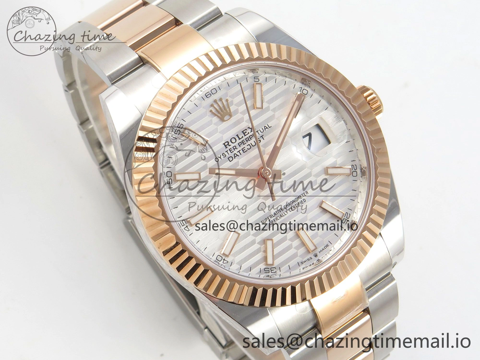 DateJust 41 126331 SS RG ARF 1:1 Best Edition White Texture Stick Dial on Oyster Bracelet SH3235 (Weighted)