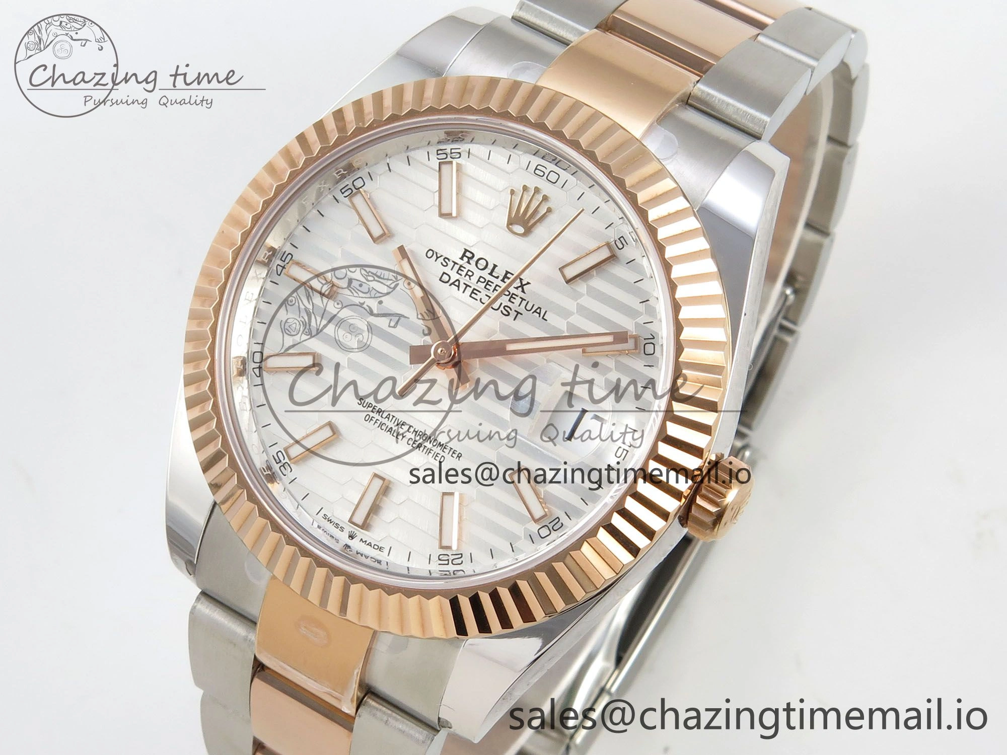 DateJust 41 126331 SS RG ARF 1:1 Best Edition White Texture Stick Dial on Oyster Bracelet SH3235 (Weighted)