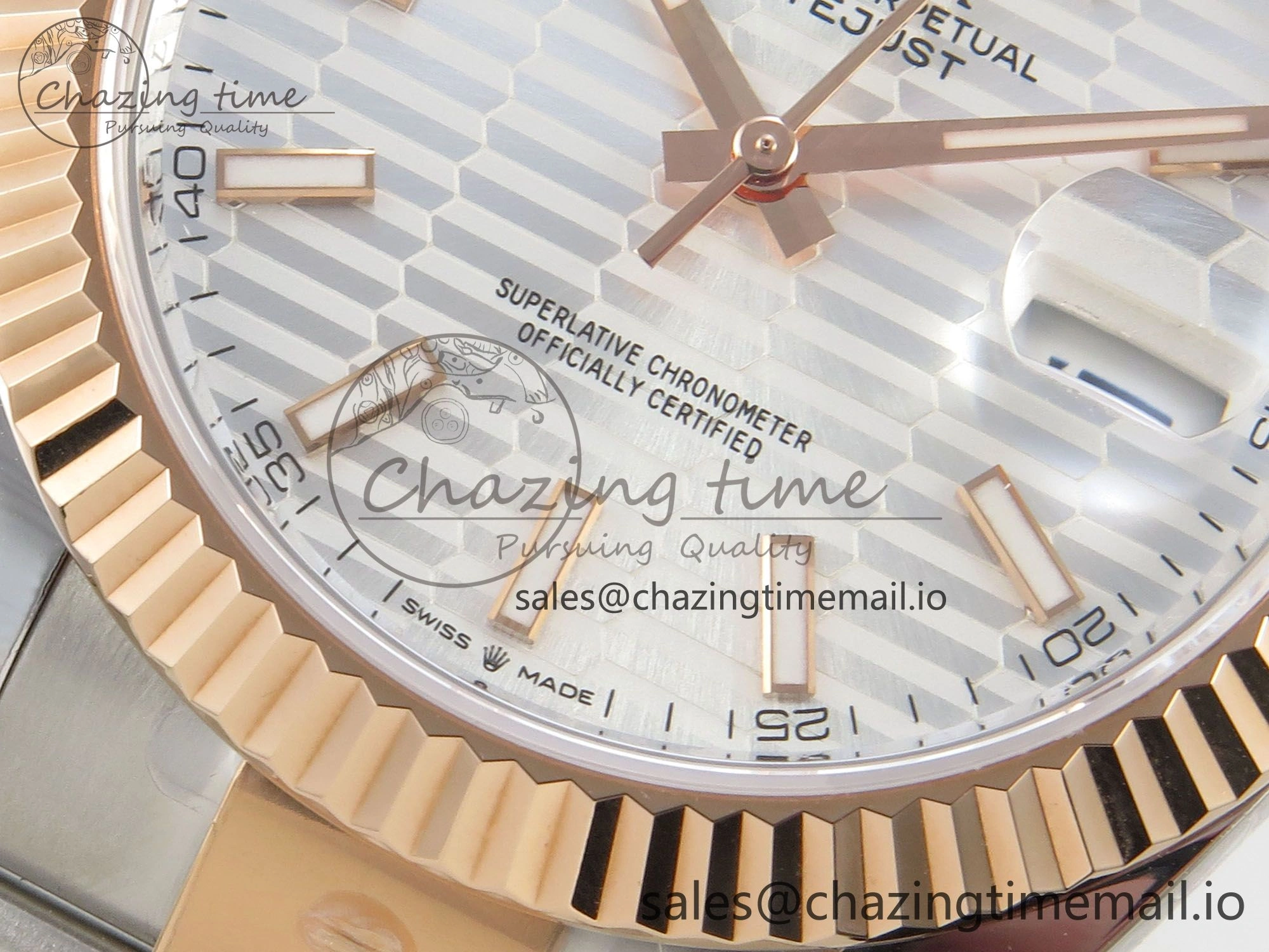 DateJust 41 126331 SS RG ARF 1:1 Best Edition White Texture Stick Dial on Oyster Bracelet SH3235 (Weighted)