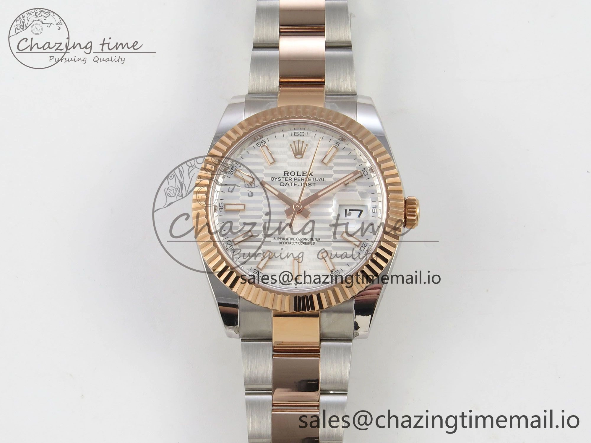 DateJust 41 126331 SS RG ARF 1:1 Best Edition White Texture Stick Dial on Oyster Bracelet SH3235 (Weighted)