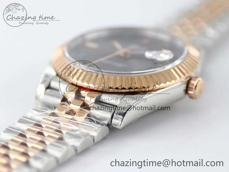 DateJust 41 126331 SS RG TWF 1:1 Best Edition 904L Steel Gray Dial Green Roman on SS RG Jubilee Bracelet VR3235