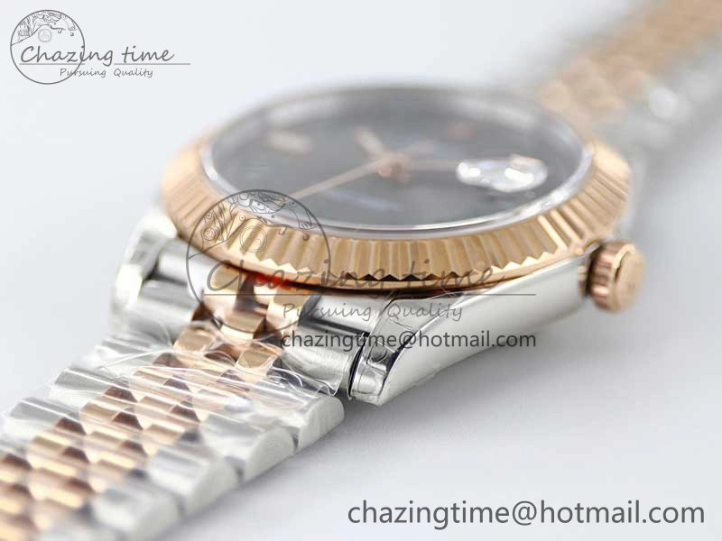 DateJust 41 126331 SS RG TWF 1:1 Best Edition 904L Steel Gray Dial Green Roman on SS RG Jubilee Bracelet VR3235