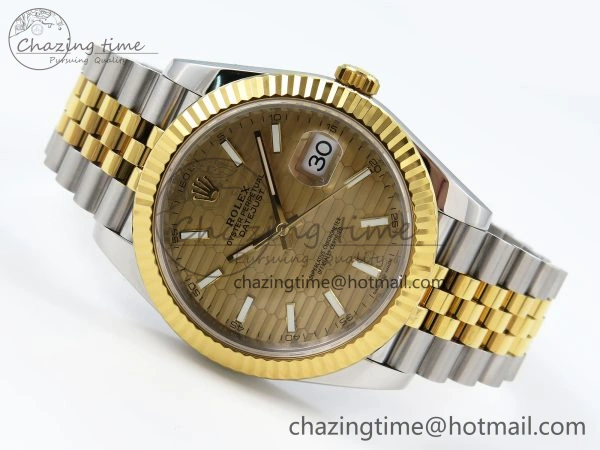 DateJust 41 126331 VSF 1:1 Best Edition 904L Steel Yellow Gold Textured Dial on SS YG Jubilee Bracelet VS3235