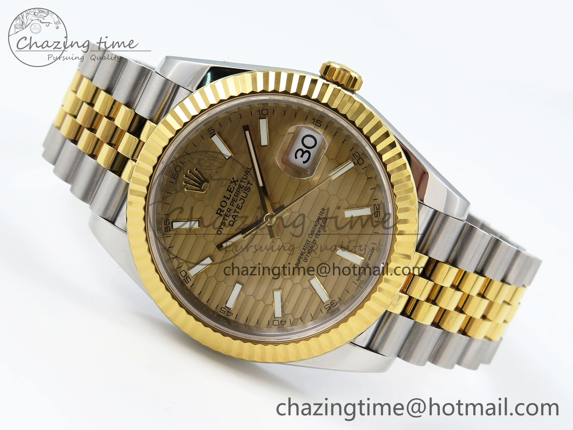 DateJust 41 126331 VSF 1:1 Best Edition 904L Steel Yellow Gold Textured Dial on SS YG Jubilee Bracelet VS3235