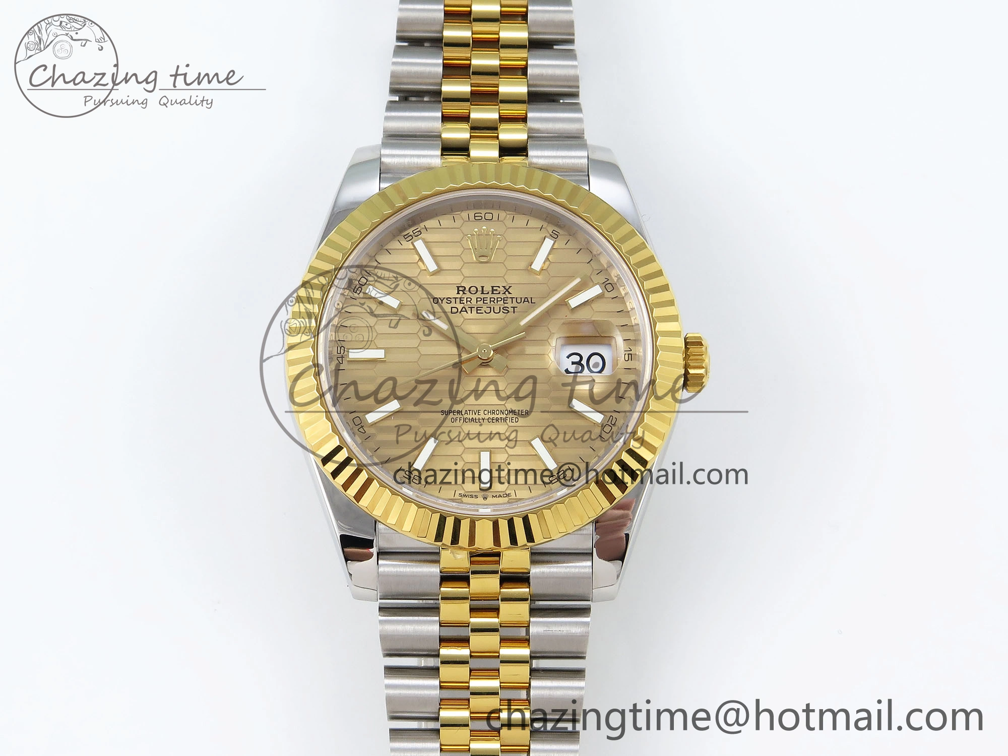 DateJust 41 126331 VSF 1:1 Best Edition 904L Steel Yellow Gold Textured Dial on SS YG Jubilee Bracelet VS3235