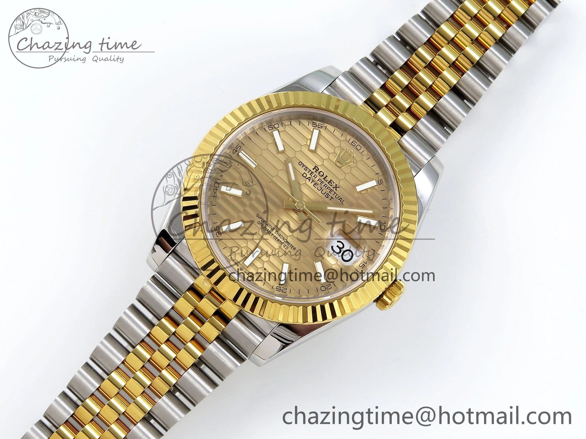 DateJust 41 126331 VSF 1:1 Best Edition 904L Steel Yellow Gold Textured Dial on SS YG Jubilee Bracelet VS3235