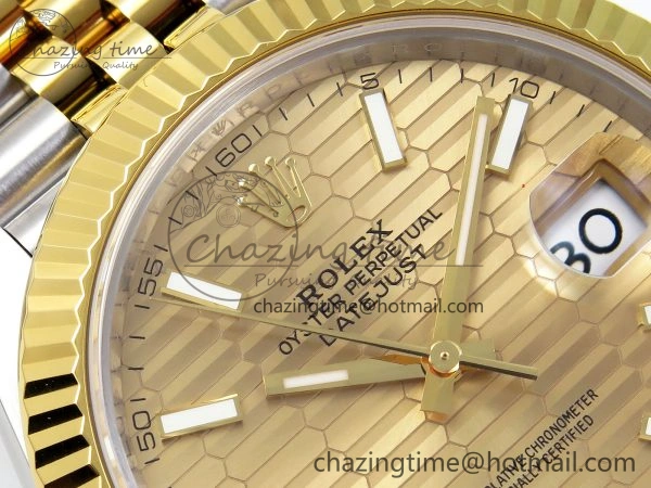 DateJust 41 126331 VSF 1:1 Best Edition 904L Steel Yellow Gold Textured Dial on SS YG Jubilee Bracelet VS3235
