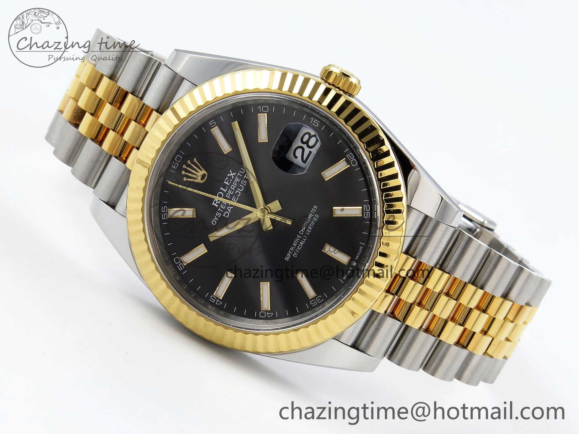 DateJust 41 126333 Clean 1:1 Best Edition 904L Steel Black Stick Dial on SS YG Jubilee Bracelet VR3235