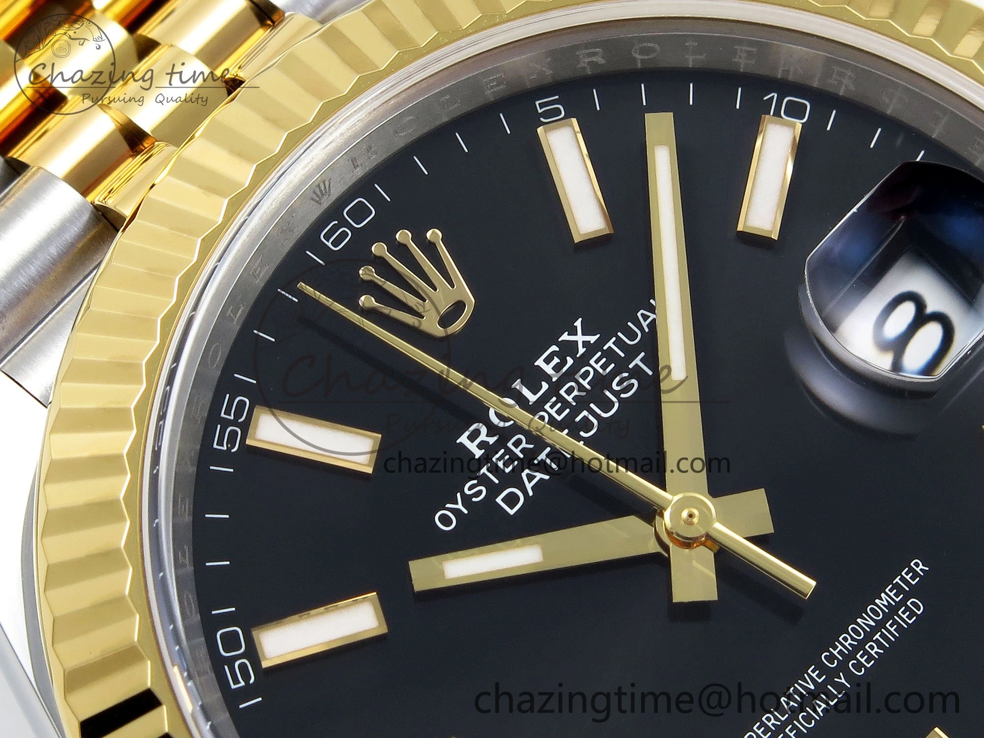 DateJust 41 126333 Clean 1:1 Best Edition 904L Steel Black Stick Dial on SS YG Jubilee Bracelet VR3235