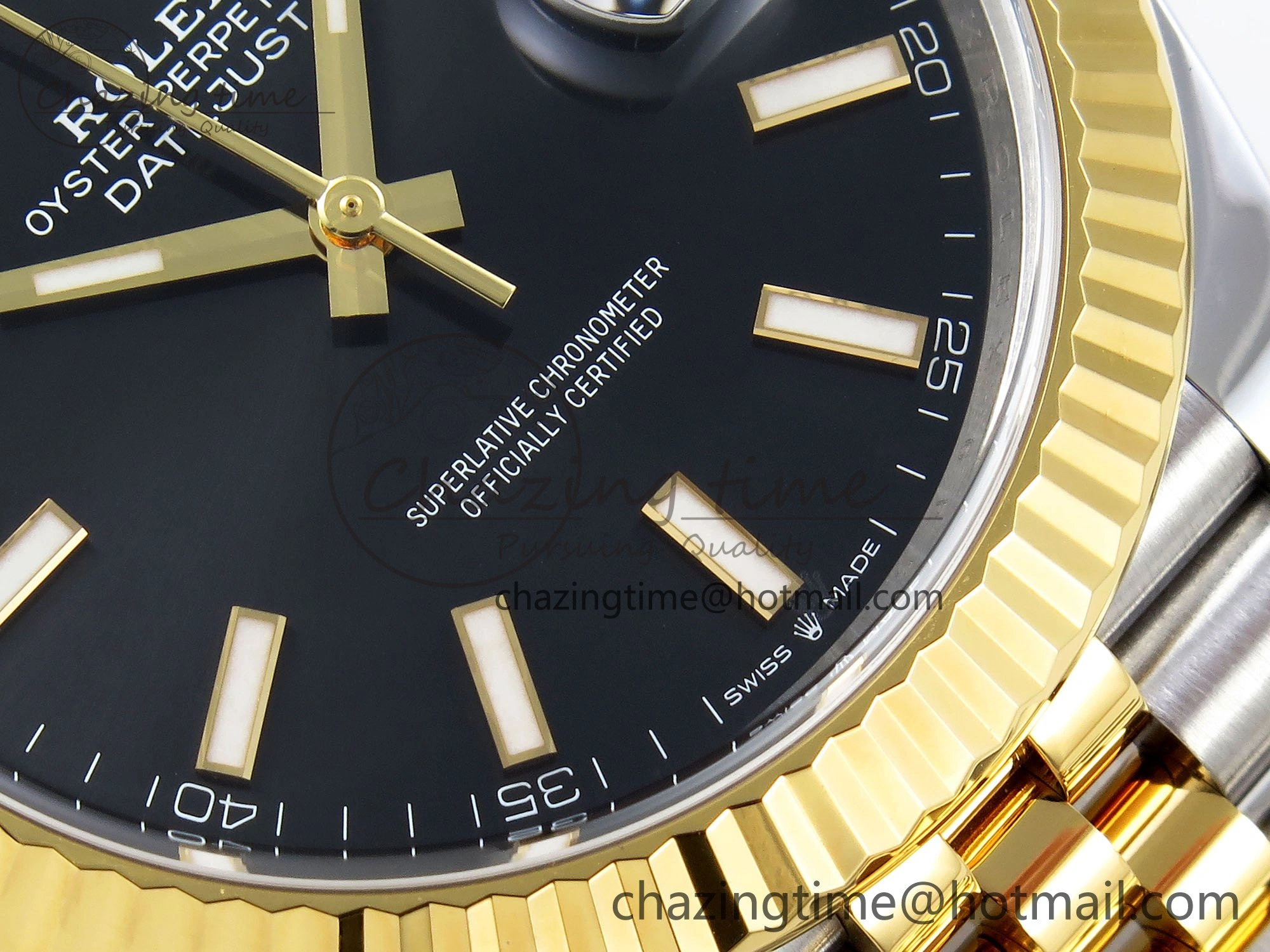 DateJust 41 126333 Clean 1:1 Best Edition 904L Steel Black Stick Dial on SS YG Jubilee Bracelet VR3235