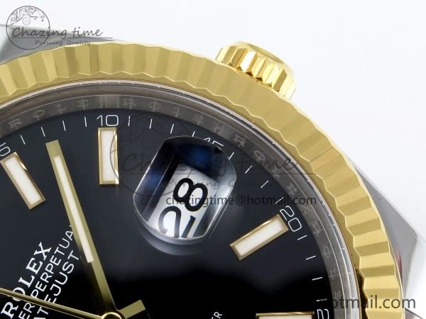 DateJust 41 126333 Clean 1:1 Best Edition 904L Steel Black Stick Dial on SS YG Jubilee Bracelet VR3235