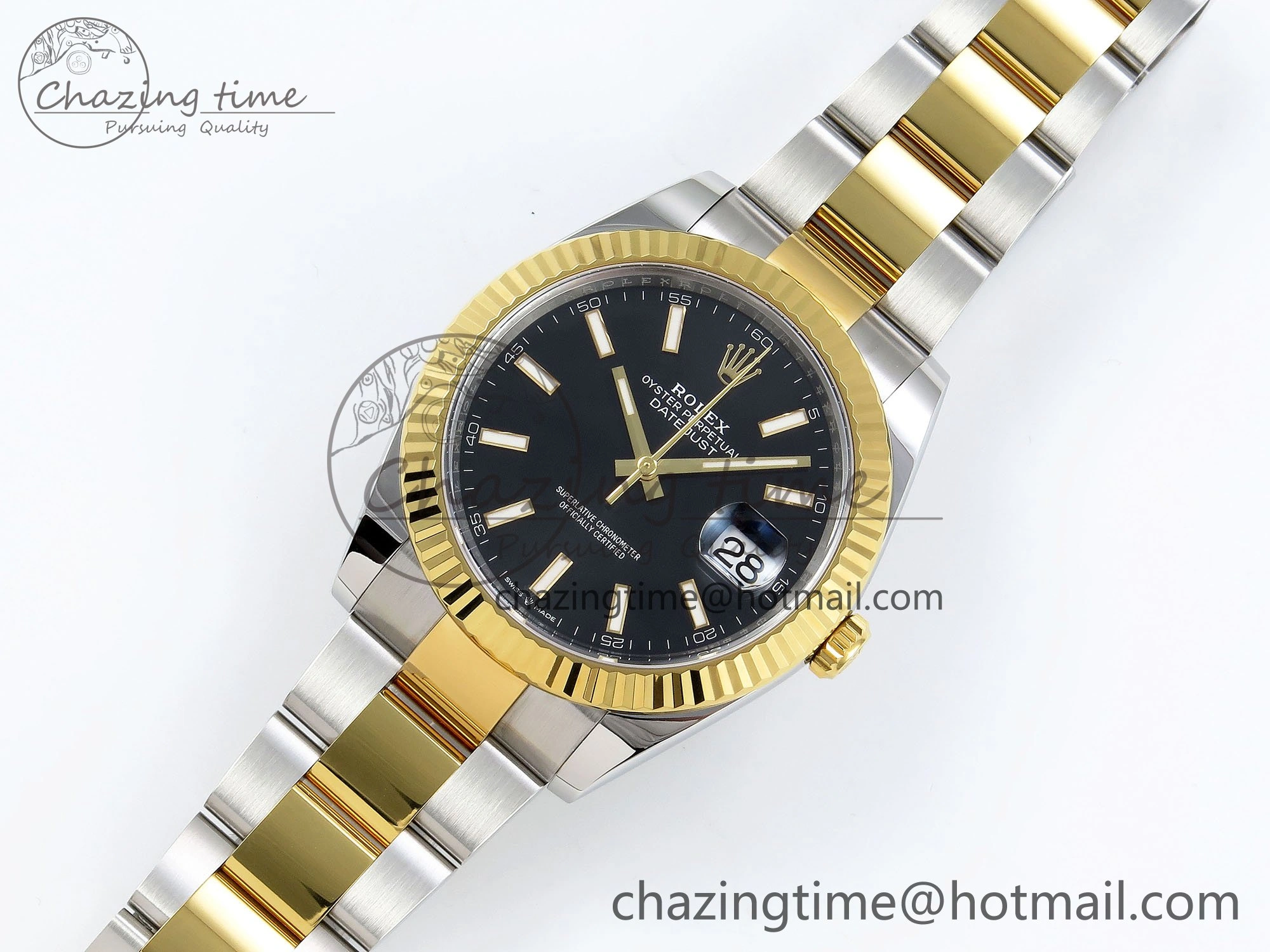 DateJust 41 126333 Clean 1:1 Best Edition 904L Steel Black Stick Dial on SS YG Oyster Bracelet VR3235