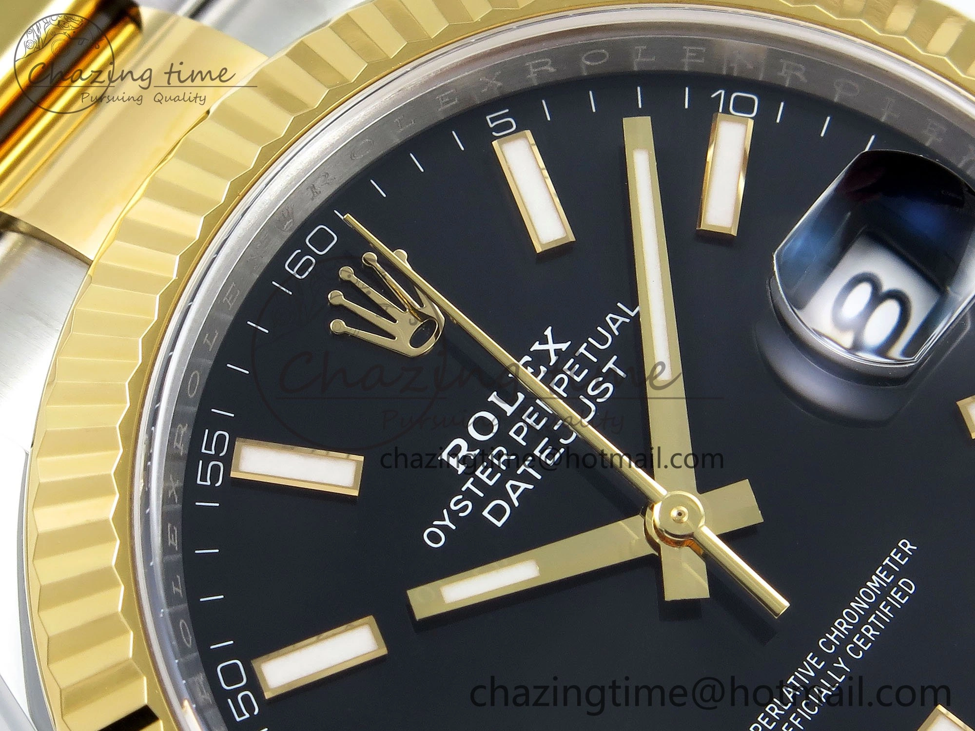 DateJust 41 126333 Clean 1:1 Best Edition 904L Steel Black Stick Dial on SS YG Oyster Bracelet VR3235