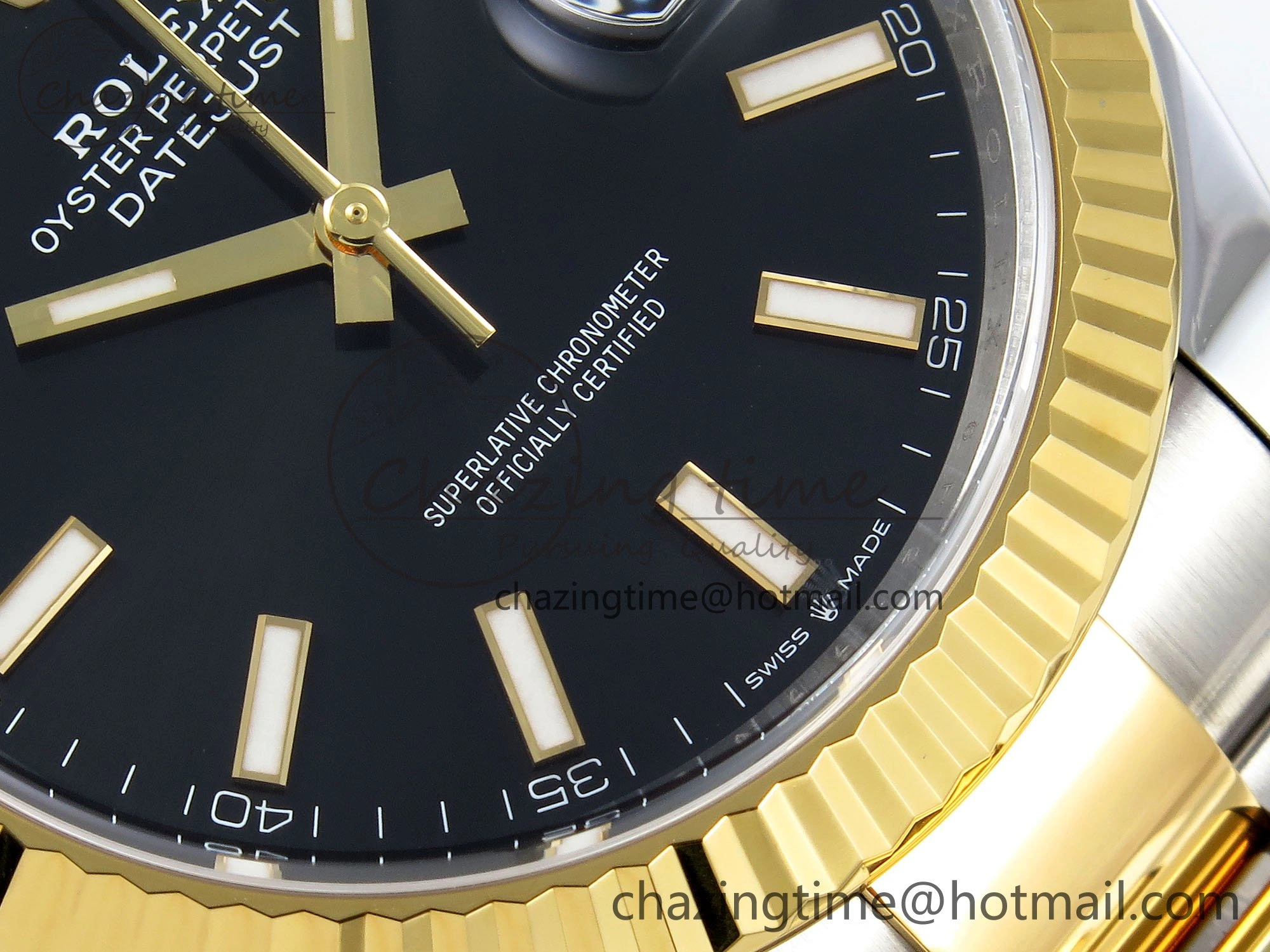 DateJust 41 126333 Clean 1:1 Best Edition 904L Steel Black Stick Dial on SS YG Oyster Bracelet VR3235