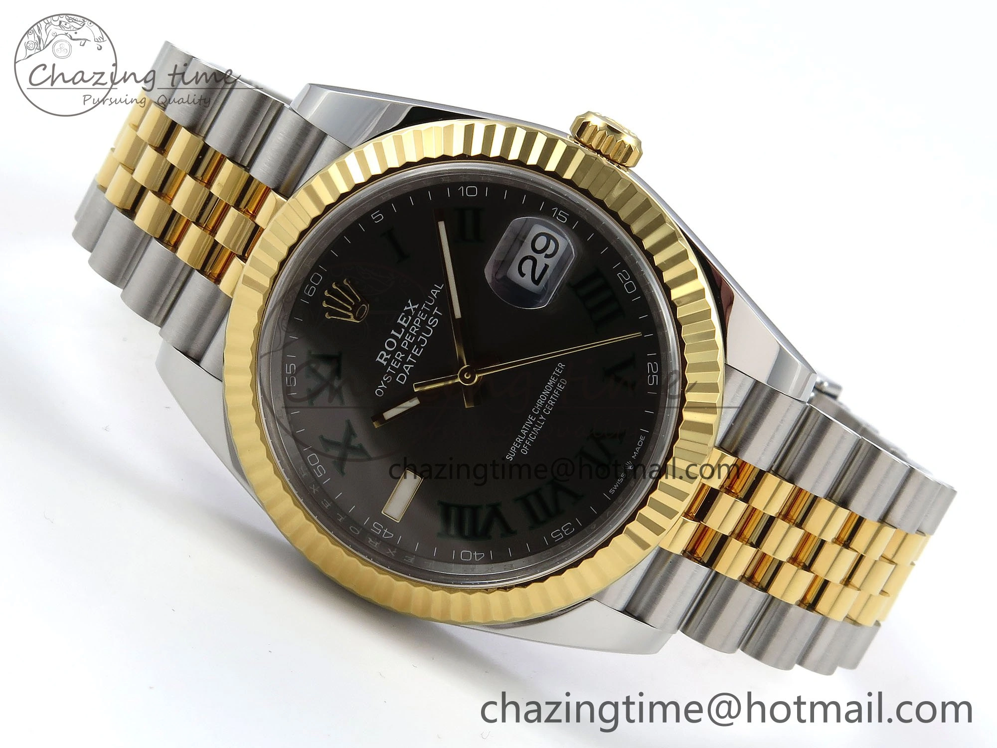 DateJust 41 126333 Clean 1:1 Best Edition 904L Steel Gray Dial Green Roman Marker on SS YG Jubilee Bracelet VR3235