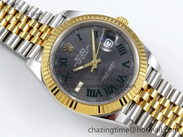 DateJust 41 126333 Clean 1:1 Best Edition 904L Steel Gray Dial Green Roman Marker on SS YG Jubilee Bracelet VR3235