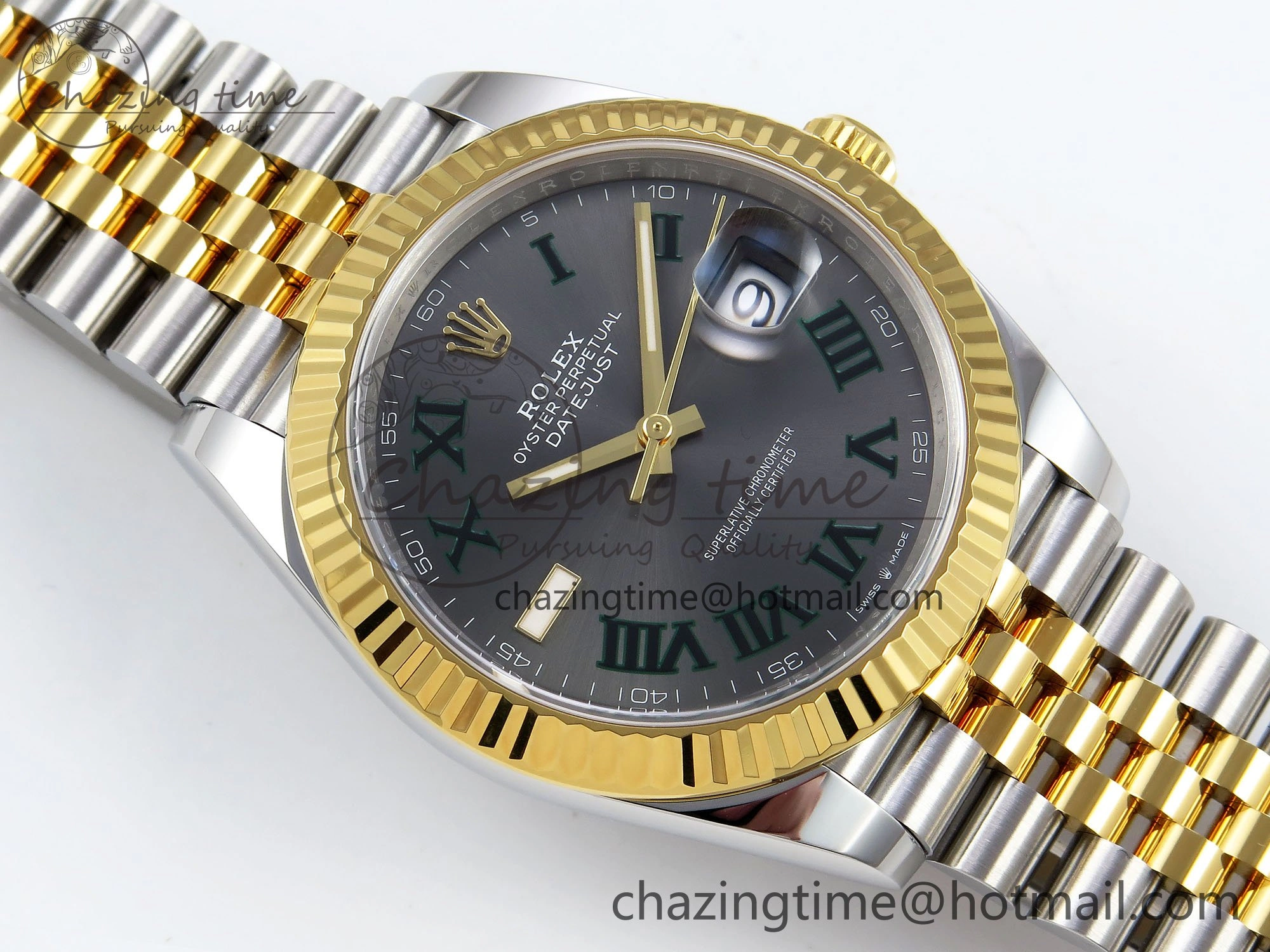 DateJust 41 126333 Clean 1:1 Best Edition 904L Steel Gray Dial Green Roman Marker on SS YG Jubilee Bracelet VR3235