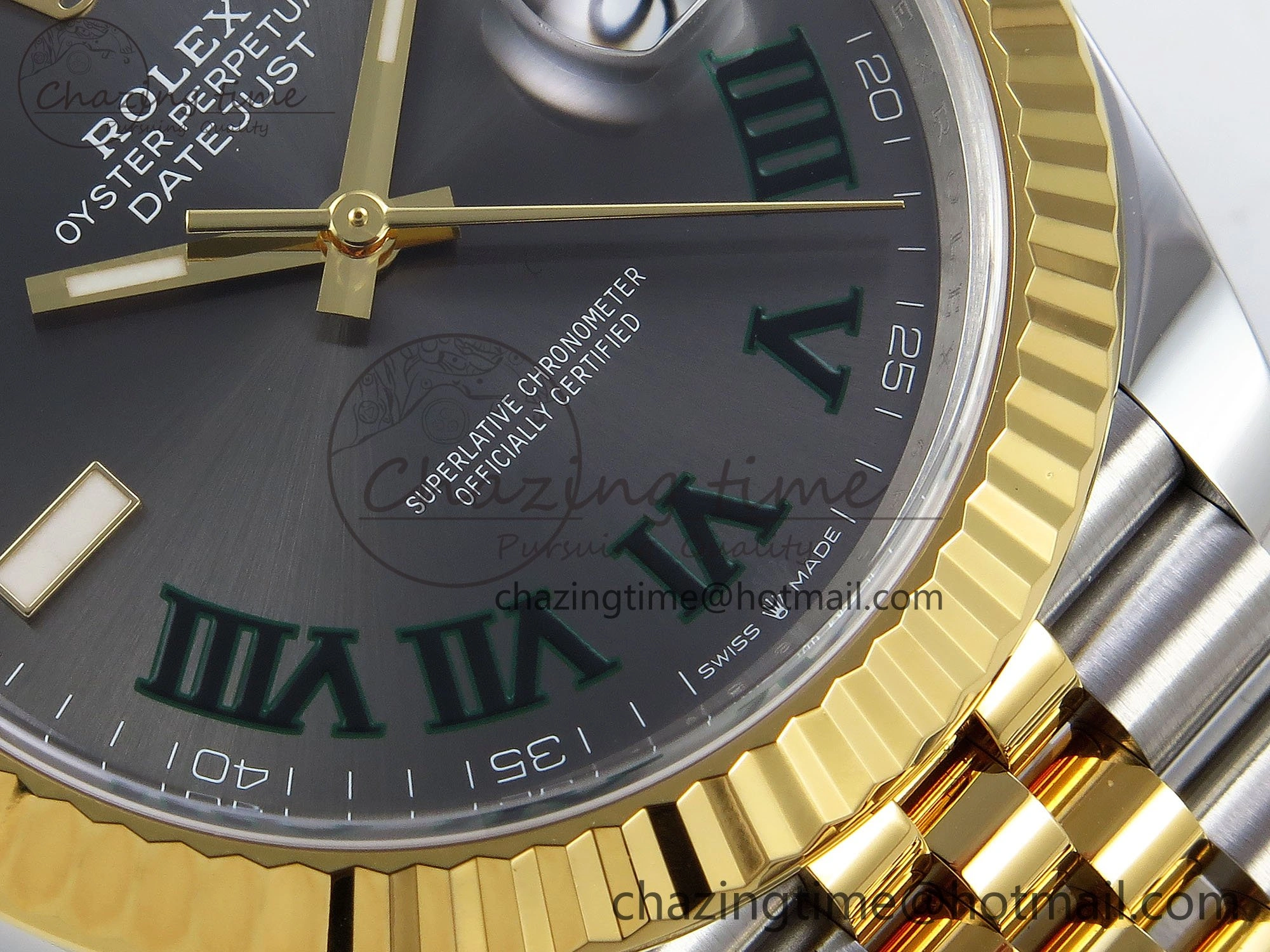 DateJust 41 126333 Clean 1:1 Best Edition 904L Steel Gray Dial Green Roman Marker on SS YG Jubilee Bracelet VR3235