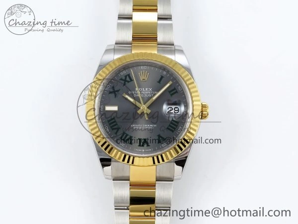 DateJust 41 126333 Clean 1:1 Best Edition 904L Steel Gray Dial Green Roman Marker on SS YG Oyster Bracelet VR3235