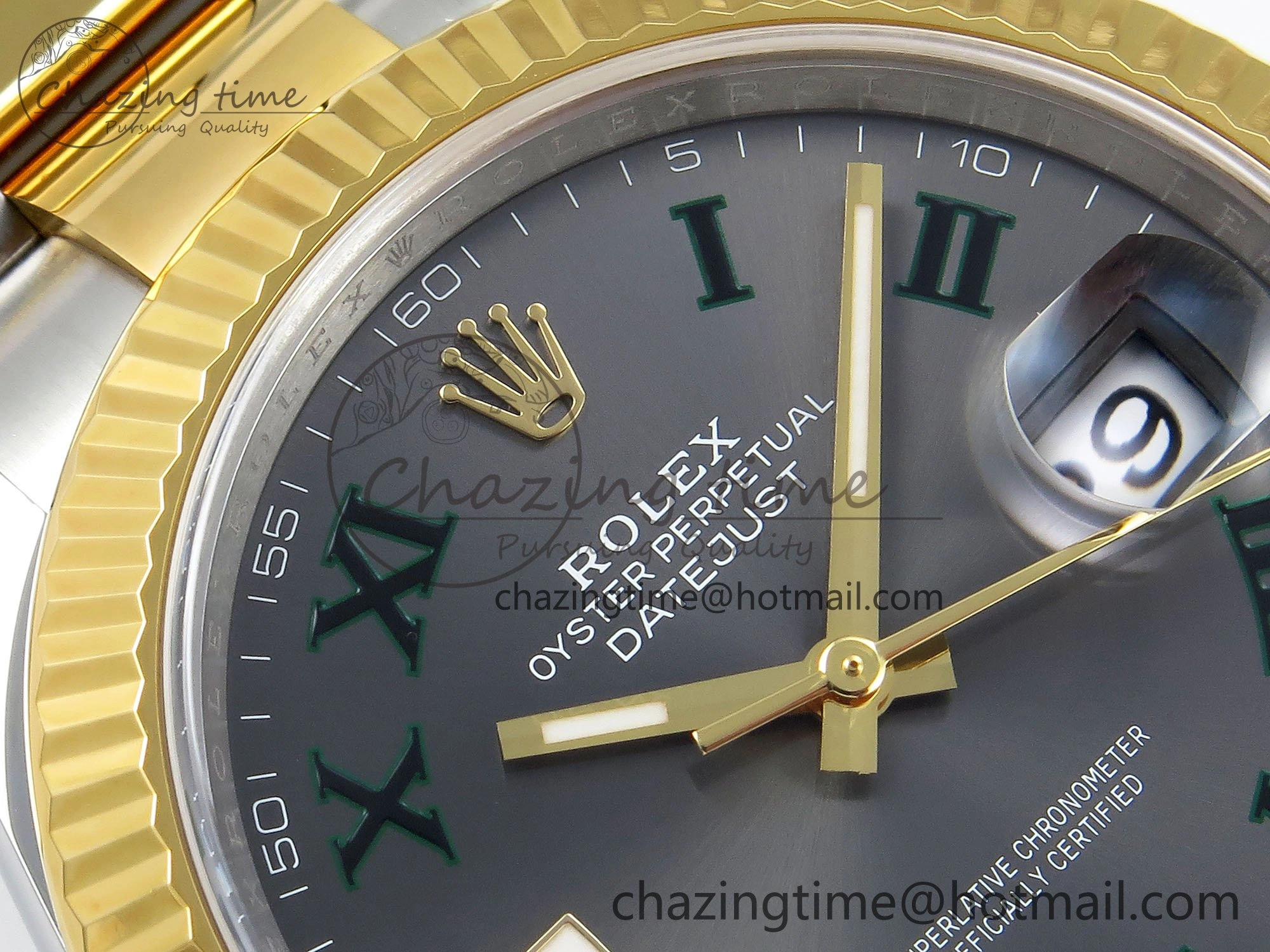 DateJust 41 126333 Clean 1:1 Best Edition 904L Steel Gray Dial Green Roman Marker on SS YG Oyster Bracelet VR3235