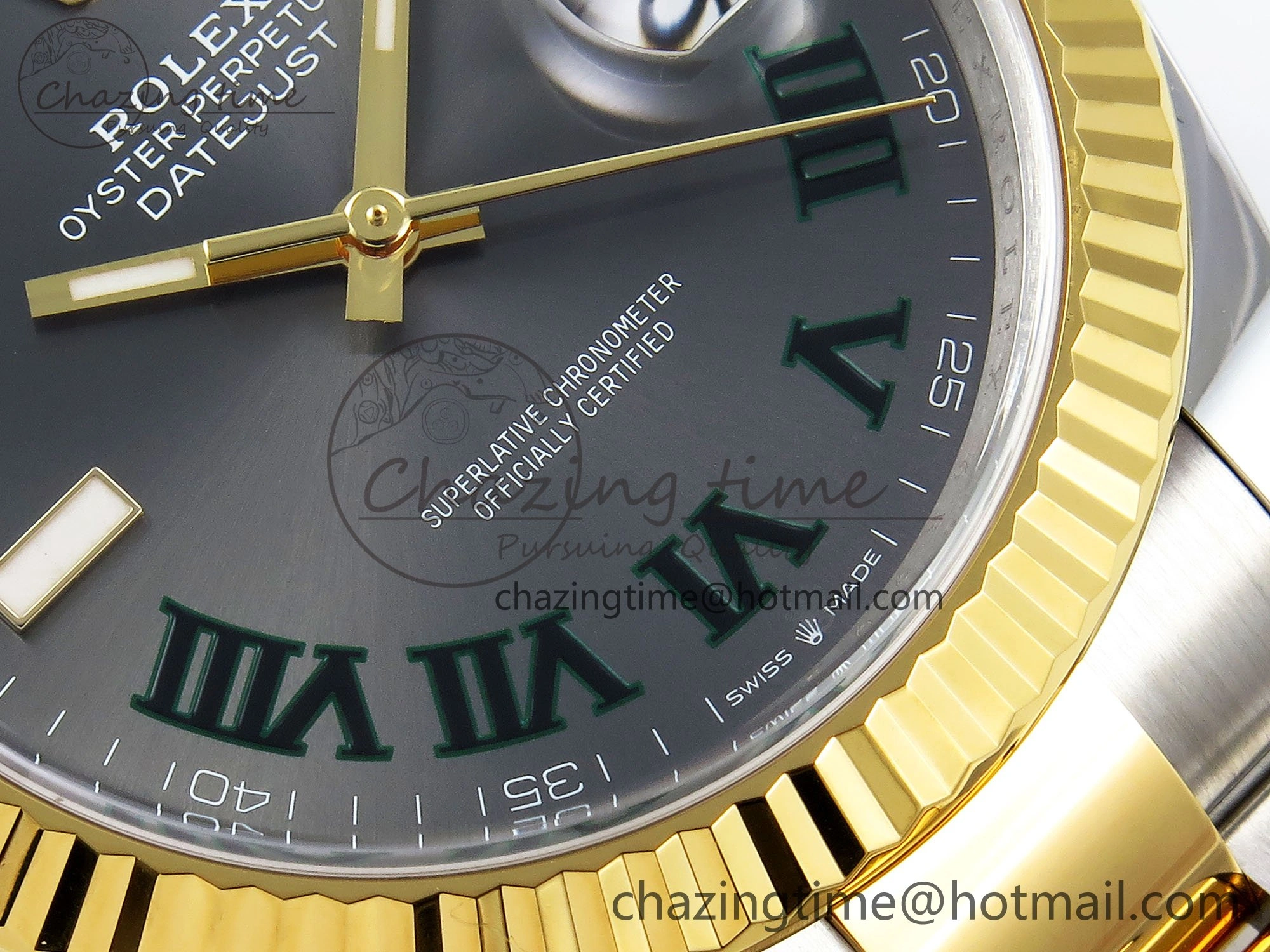 DateJust 41 126333 Clean 1:1 Best Edition 904L Steel Gray Dial Green Roman Marker on SS YG Oyster Bracelet VR3235