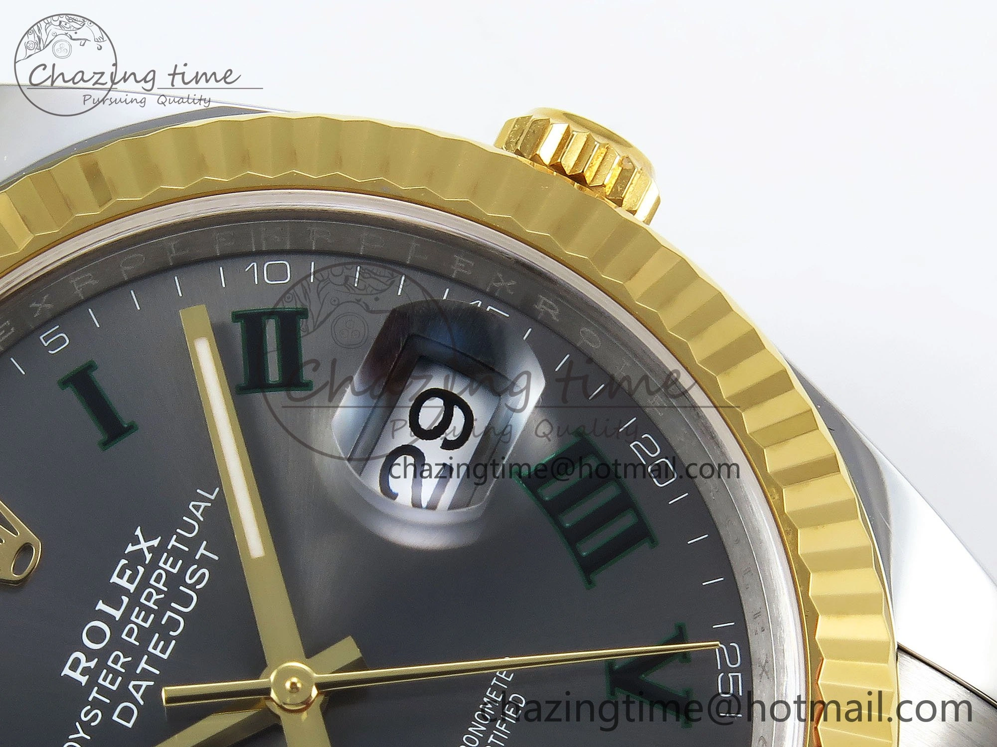 DateJust 41 126333 Clean 1:1 Best Edition 904L Steel Gray Dial Green Roman Marker on SS YG Oyster Bracelet VR3235