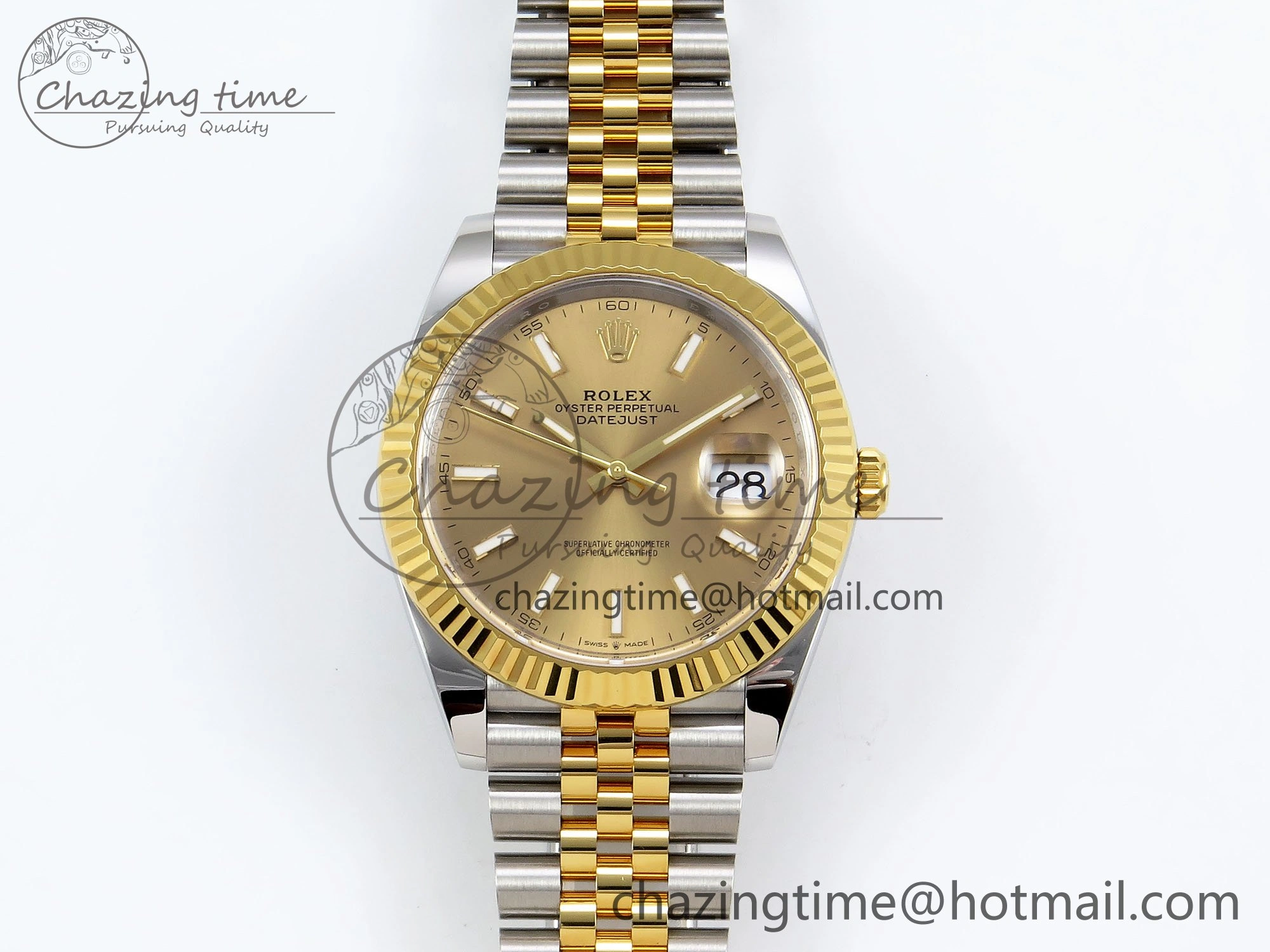 DateJust 41 126333 Clean 1:1 Best Edition 904L Steel YG Stick Dial on SS YG Jubilee Bracelet VR3235