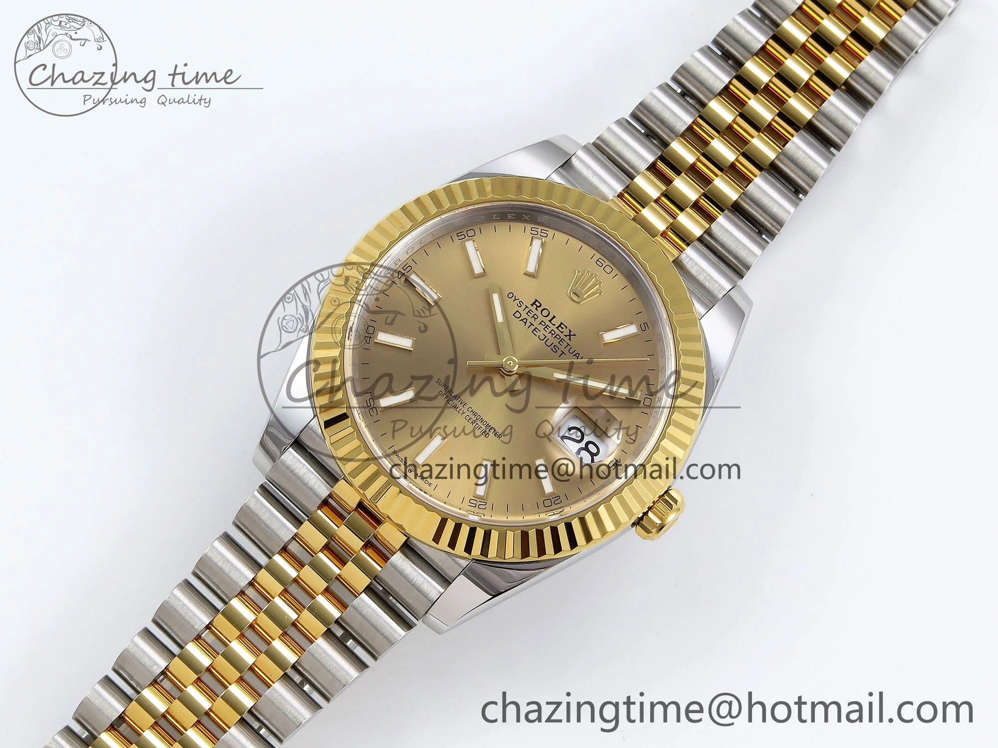 DateJust 41 126333 Clean 1:1 Best Edition 904L Steel YG Stick Dial on SS YG Jubilee Bracelet VR3235