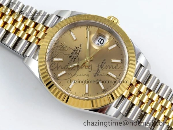 DateJust 41 126333 Clean 1:1 Best Edition 904L Steel YG Stick Dial on SS YG Jubilee Bracelet VR3235