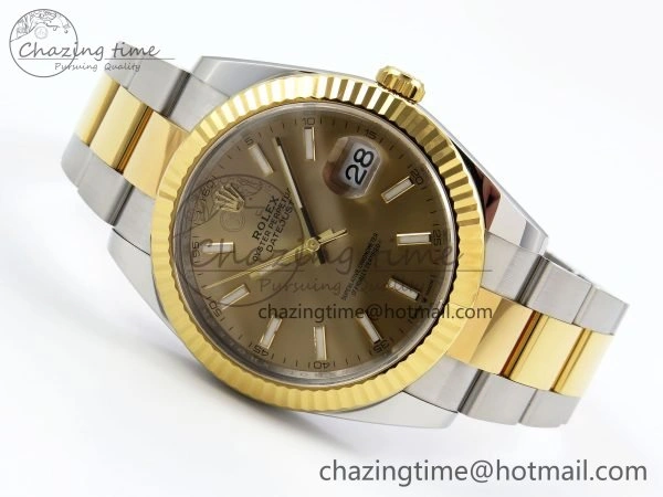 DateJust 41 126333 Clean 1:1 Best Edition 904L Steel YG Stick Dial on SS YG Oyster Bracelet VR3235