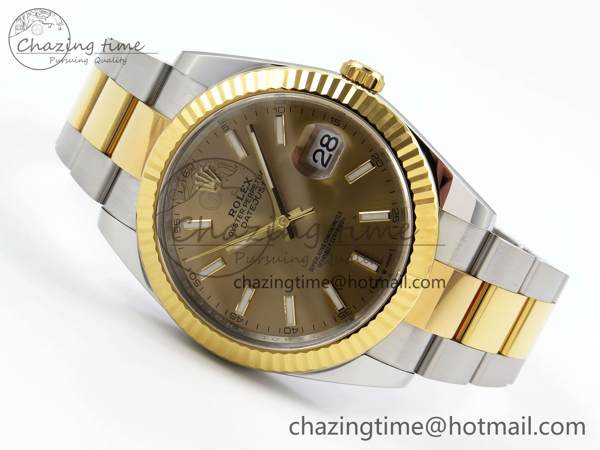DateJust 41 126333 Clean 1:1 Best Edition 904L Steel YG Stick Dial on SS YG Oyster Bracelet VR3235
