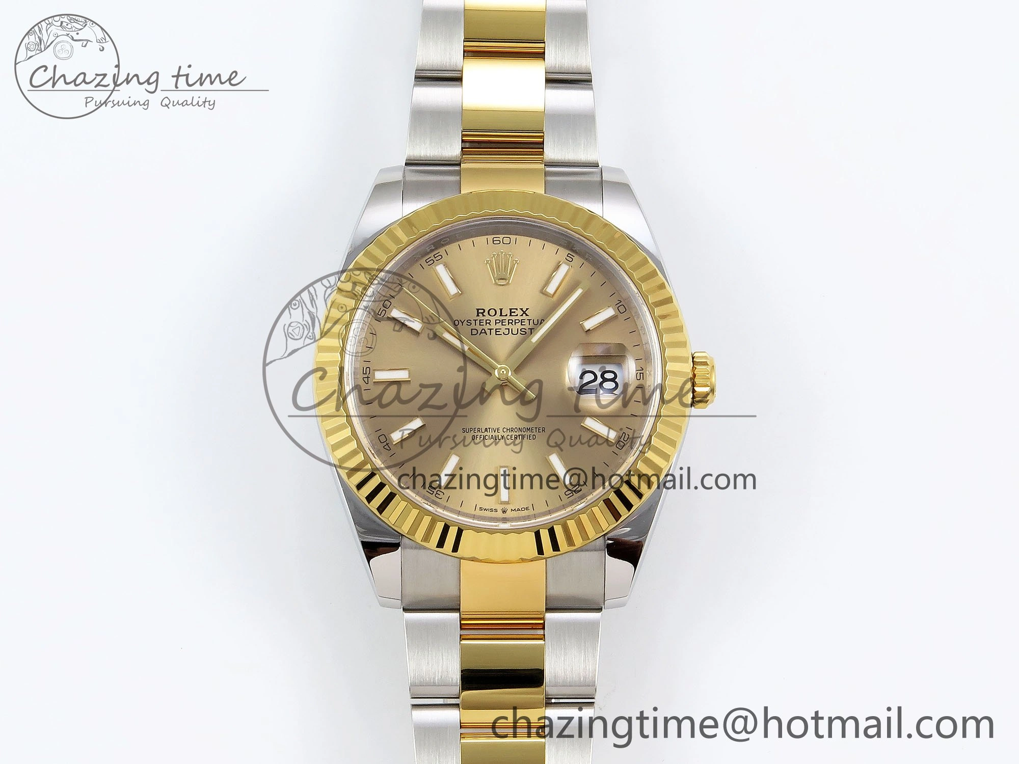 DateJust 41 126333 Clean 1:1 Best Edition 904L Steel YG Stick Dial on SS YG Oyster Bracelet VR3235
