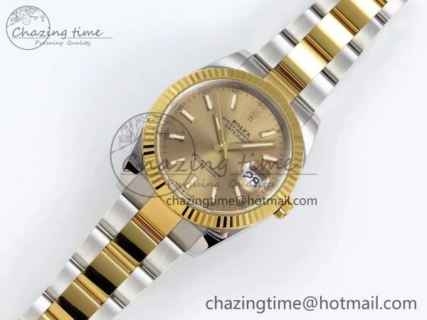 DateJust 41 126333 Clean 1:1 Best Edition 904L Steel YG Stick Dial on SS YG Oyster Bracelet VR3235