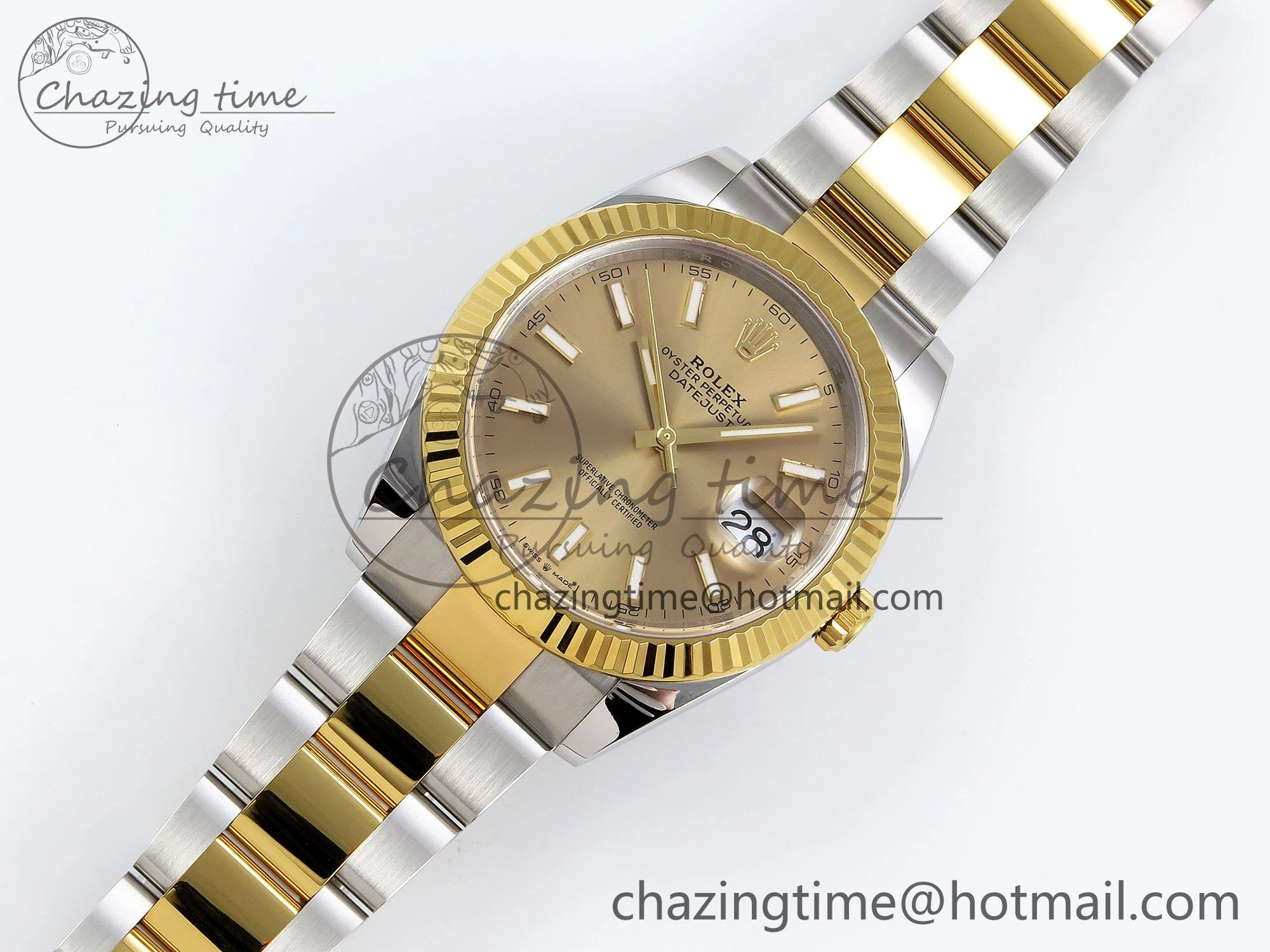 DateJust 41 126333 Clean 1:1 Best Edition 904L Steel YG Stick Dial on SS YG Oyster Bracelet VR3235
