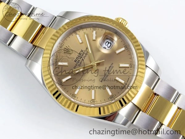 DateJust 41 126333 Clean 1:1 Best Edition 904L Steel YG Stick Dial on SS YG Oyster Bracelet VR3235