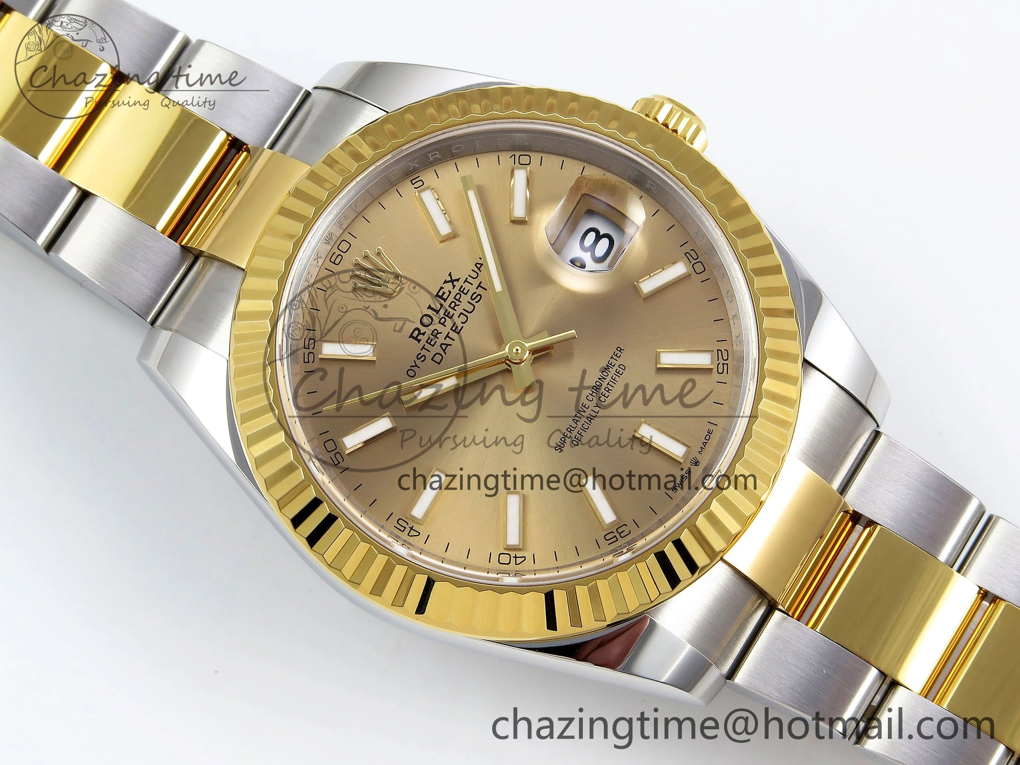 DateJust 41 126333 Clean 1:1 Best Edition 904L Steel YG Stick Dial on SS YG Oyster Bracelet VR3235