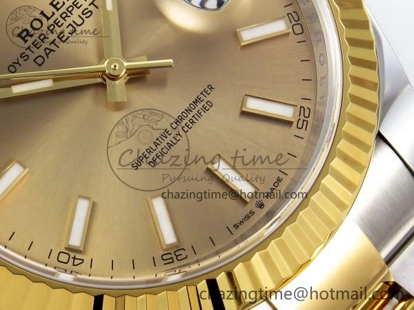 DateJust 41 126333 Clean 1:1 Best Edition 904L Steel YG Stick Dial on SS YG Oyster Bracelet VR3235