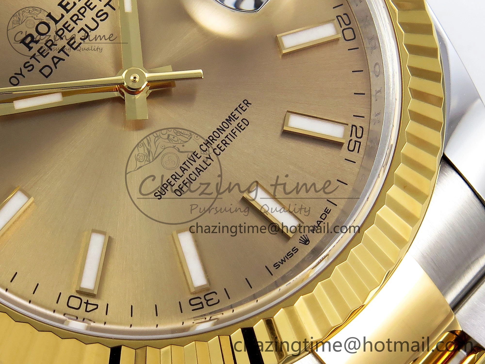 DateJust 41 126333 Clean 1:1 Best Edition 904L Steel YG Stick Dial on SS YG Oyster Bracelet VR3235