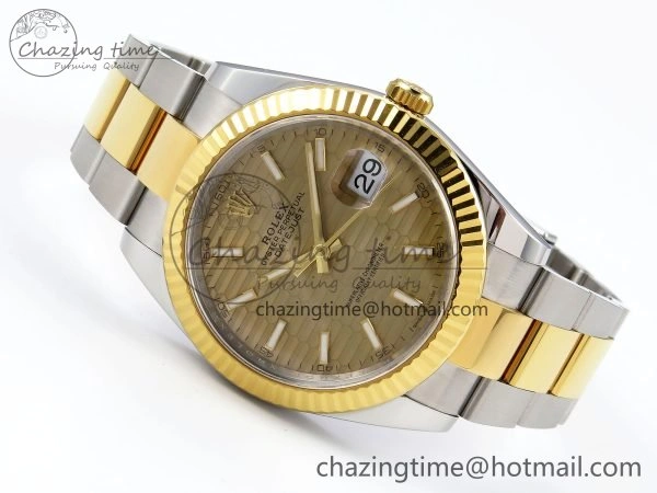DateJust 41 126333 Clean 1:1 Best Edition 904L Steel YG Textured Dial on SS YG Oyster Bracelet VR3235