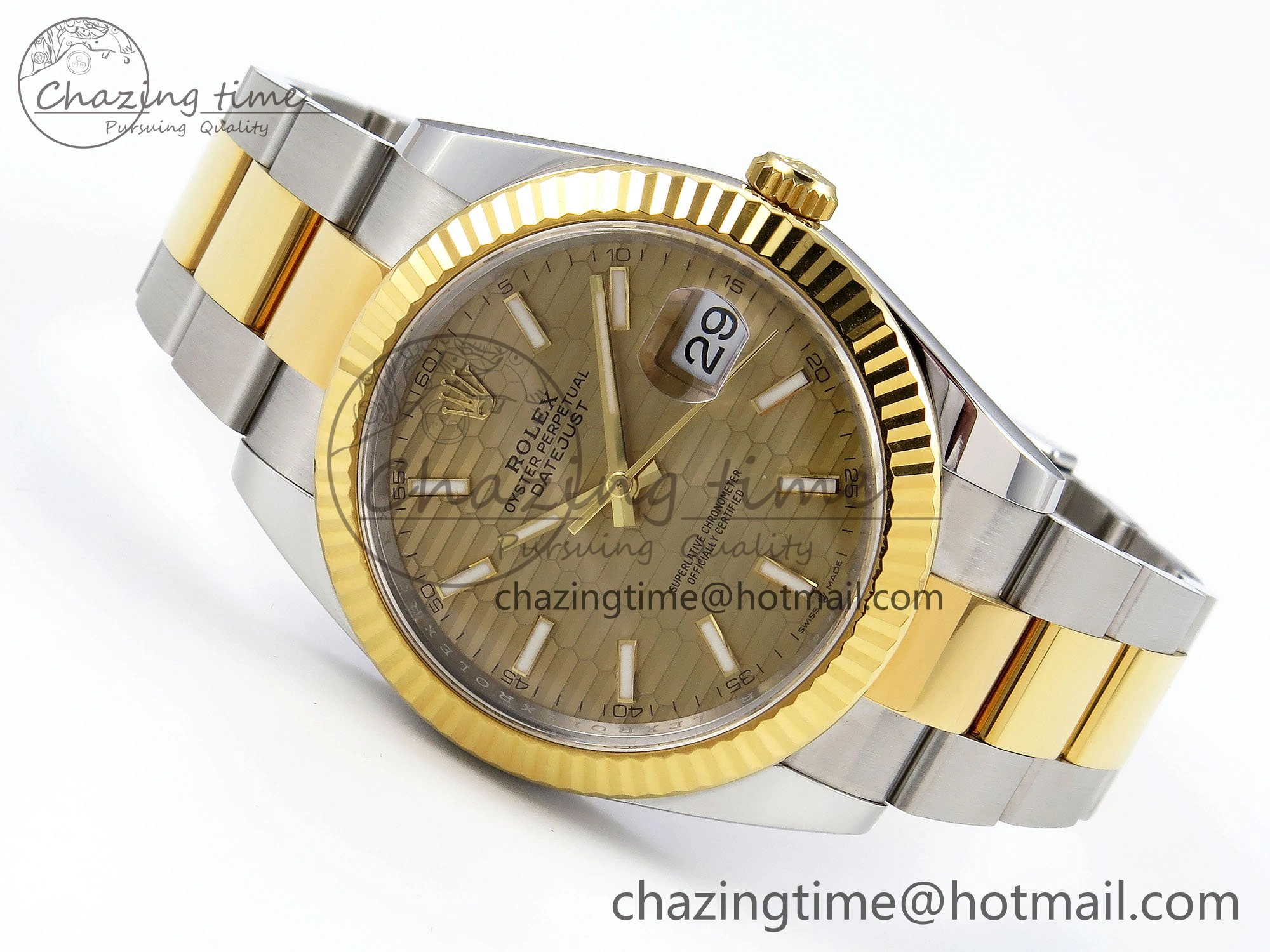 DateJust 41 126333 Clean 1:1 Best Edition 904L Steel YG Textured Dial on SS YG Oyster Bracelet VR3235