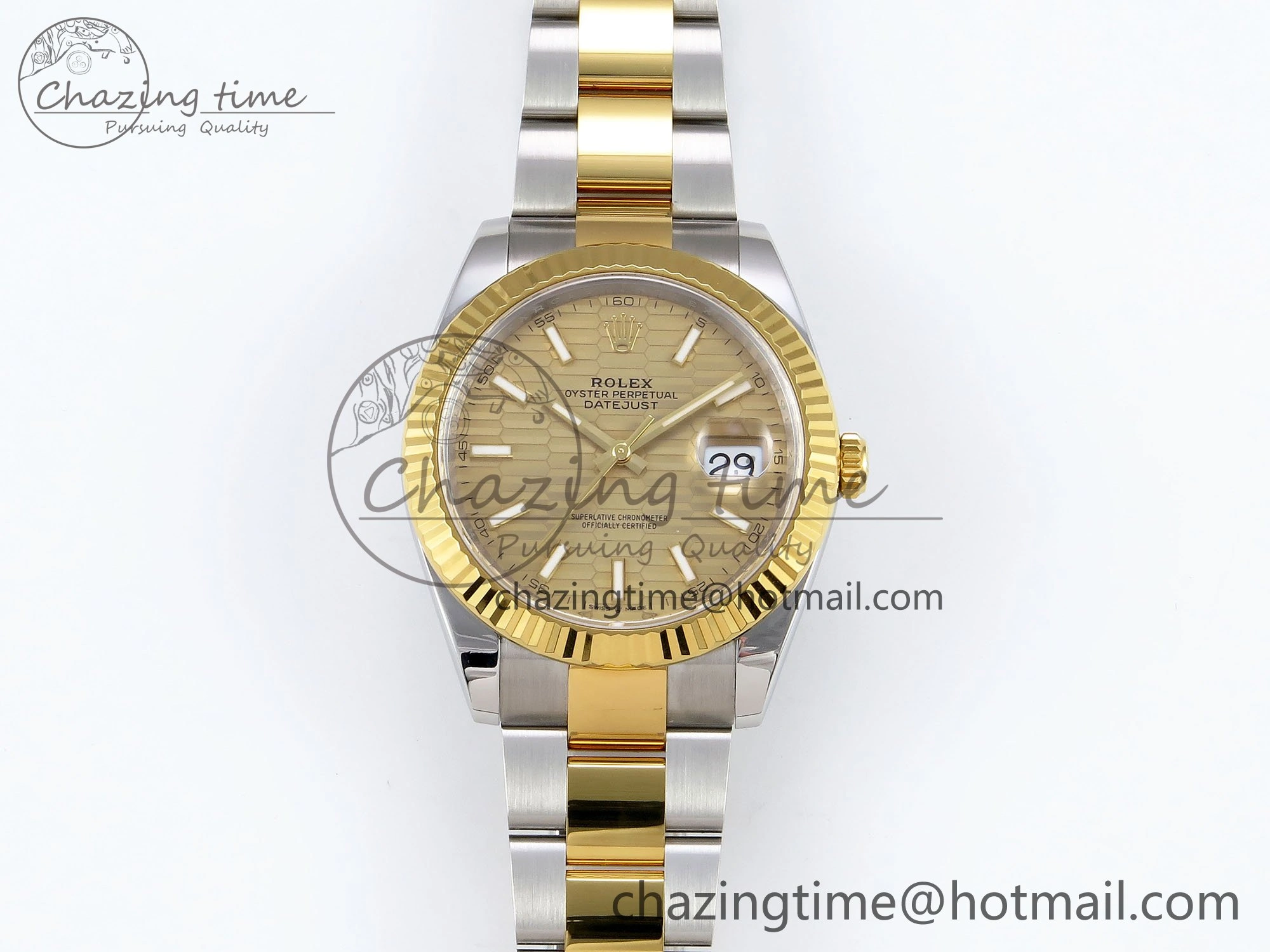 DateJust 41 126333 Clean 1:1 Best Edition 904L Steel YG Textured Dial on SS YG Oyster Bracelet VR3235