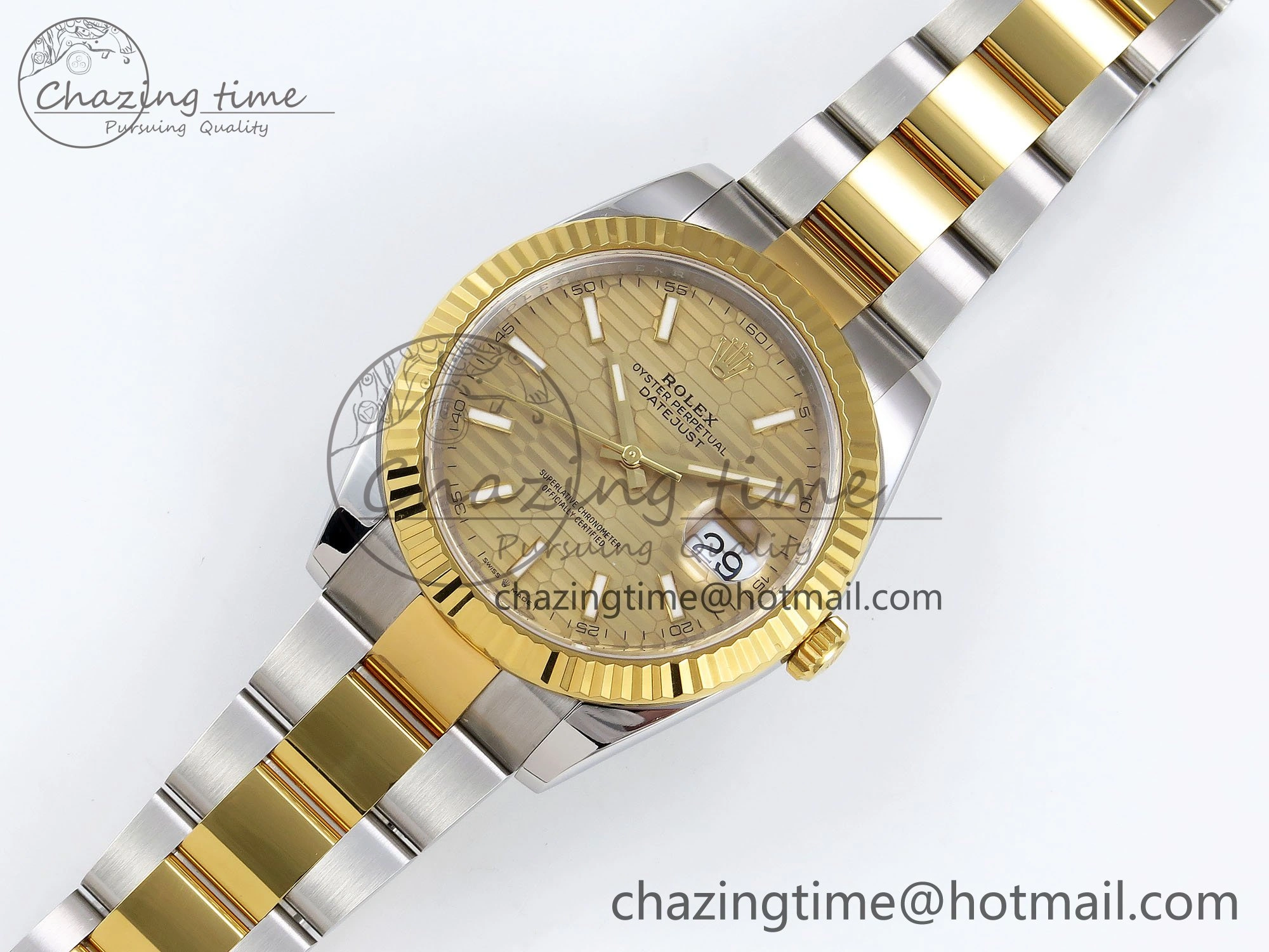 DateJust 41 126333 Clean 1:1 Best Edition 904L Steel YG Textured Dial on SS YG Oyster Bracelet VR3235