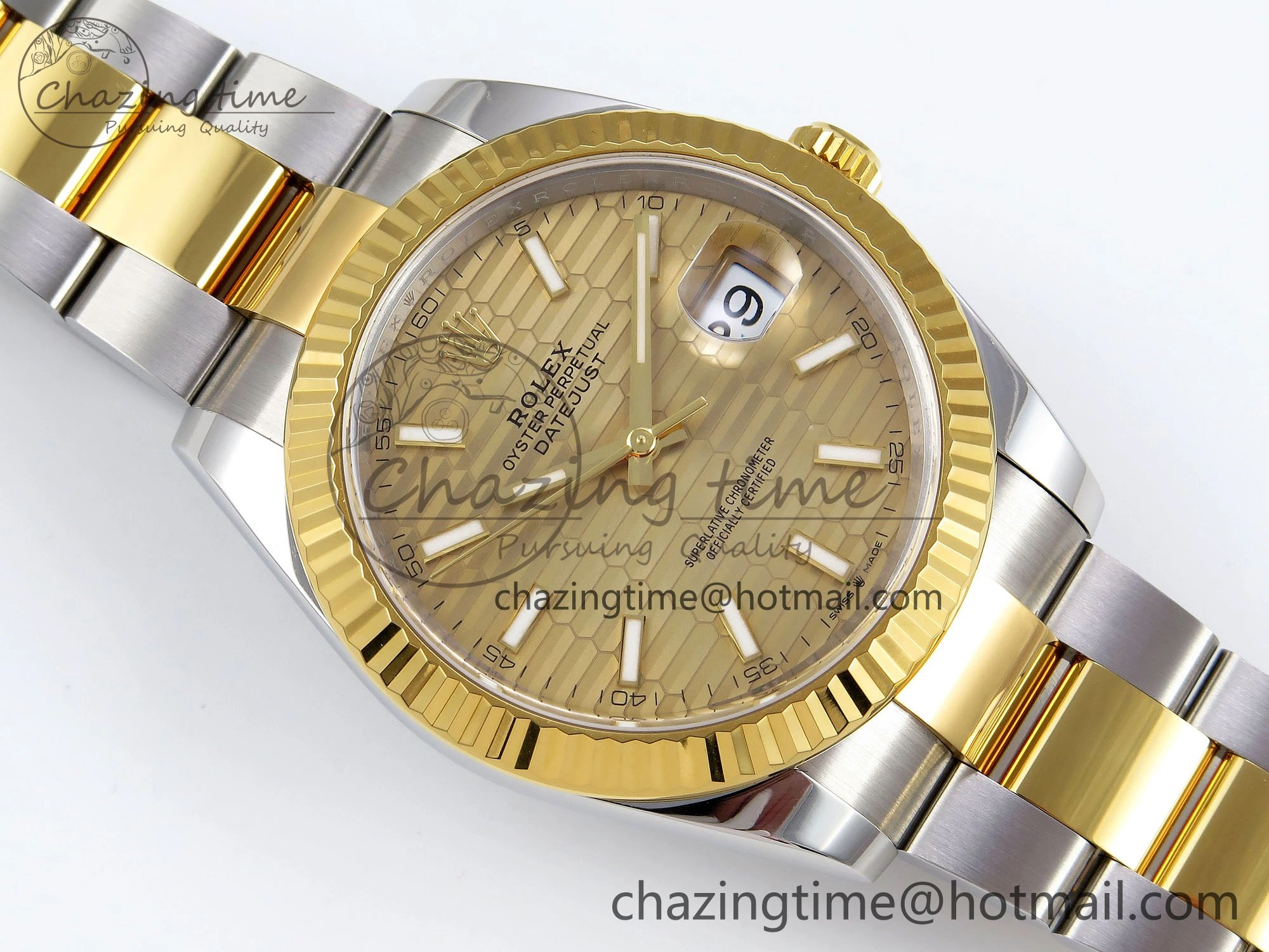 DateJust 41 126333 Clean 1:1 Best Edition 904L Steel YG Textured Dial on SS YG Oyster Bracelet VR3235