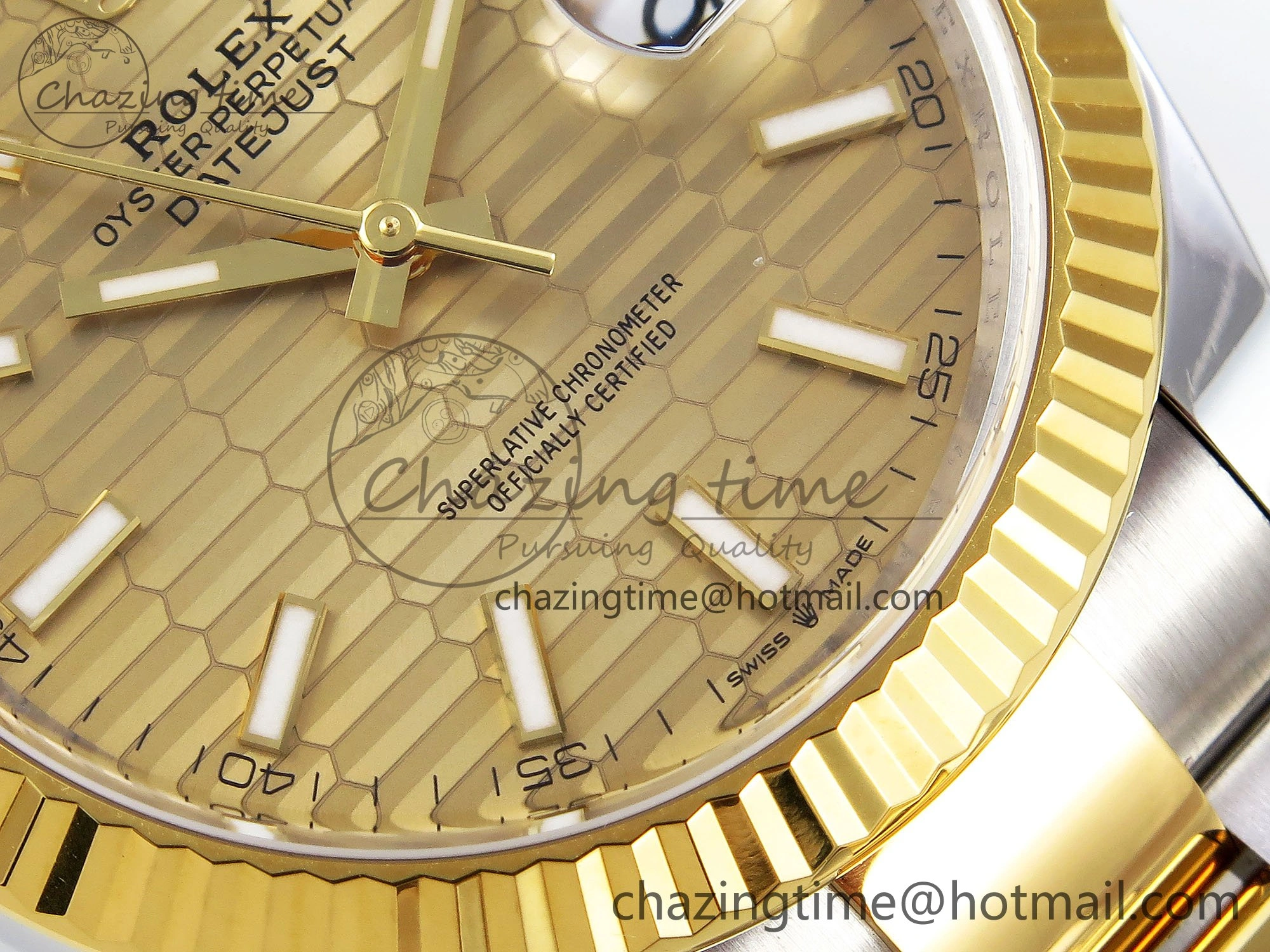 DateJust 41 126333 Clean 1:1 Best Edition 904L Steel YG Textured Dial on SS YG Oyster Bracelet VR3235