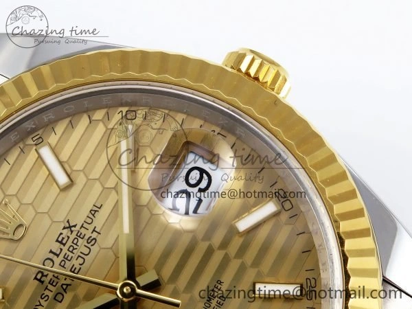 DateJust 41 126333 Clean 1:1 Best Edition 904L Steel YG Textured Dial on SS YG Oyster Bracelet VR3235