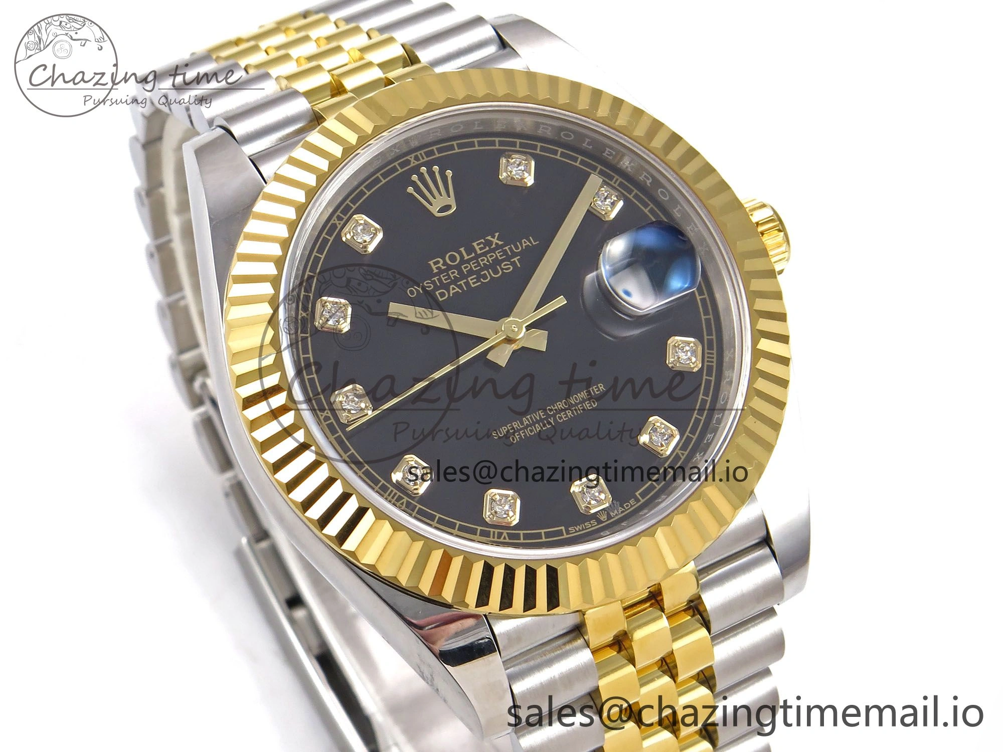 DateJust 41 126333 EWEF Best Edition Black Diamonds Dial on SS YG Jubilee Bracelet A3235