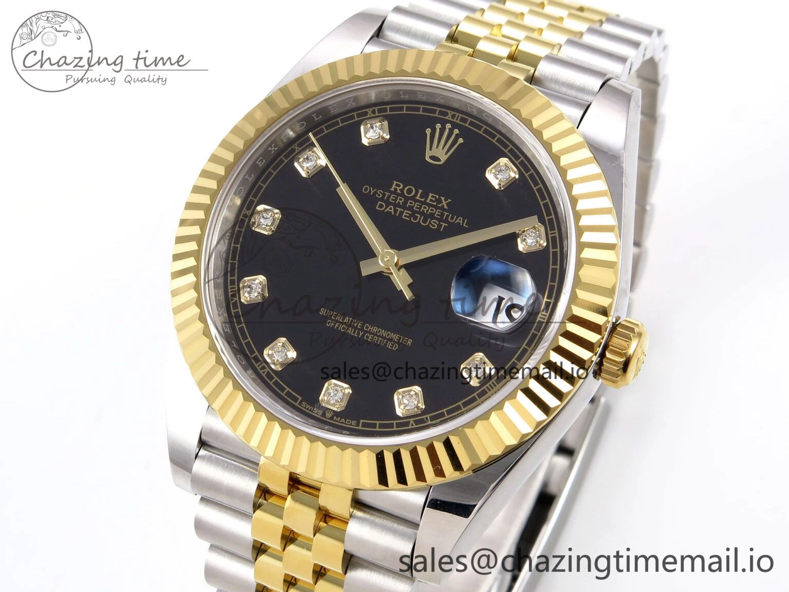 DateJust 41 126333 EWEF Best Edition Black Diamonds Dial on SS YG Jubilee Bracelet A3235
