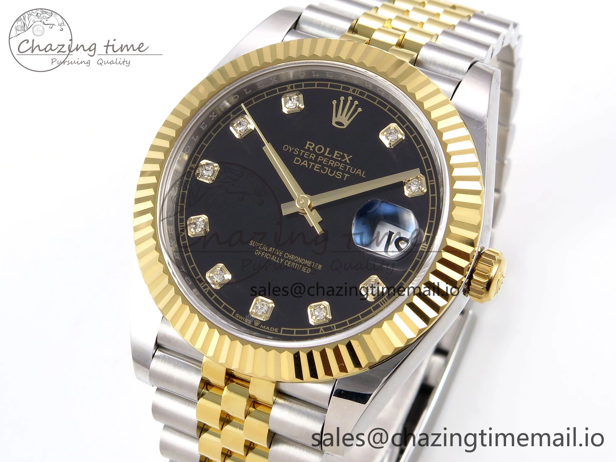 DateJust 41 126333 EWEF Best Edition Black Diamonds Dial on SS YG Jubilee Bracelet A3235