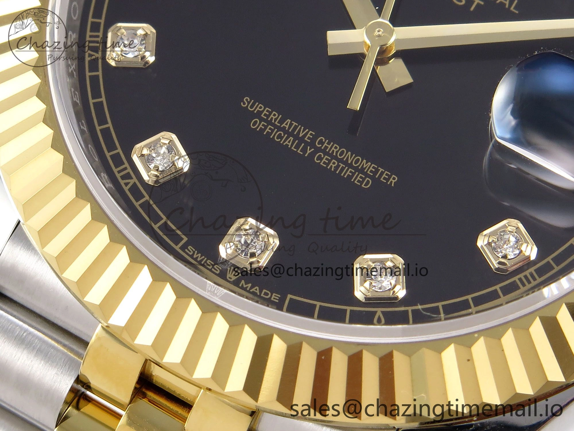 DateJust 41 126333 EWEF Best Edition Black Diamonds Dial on SS YG Jubilee Bracelet A3235